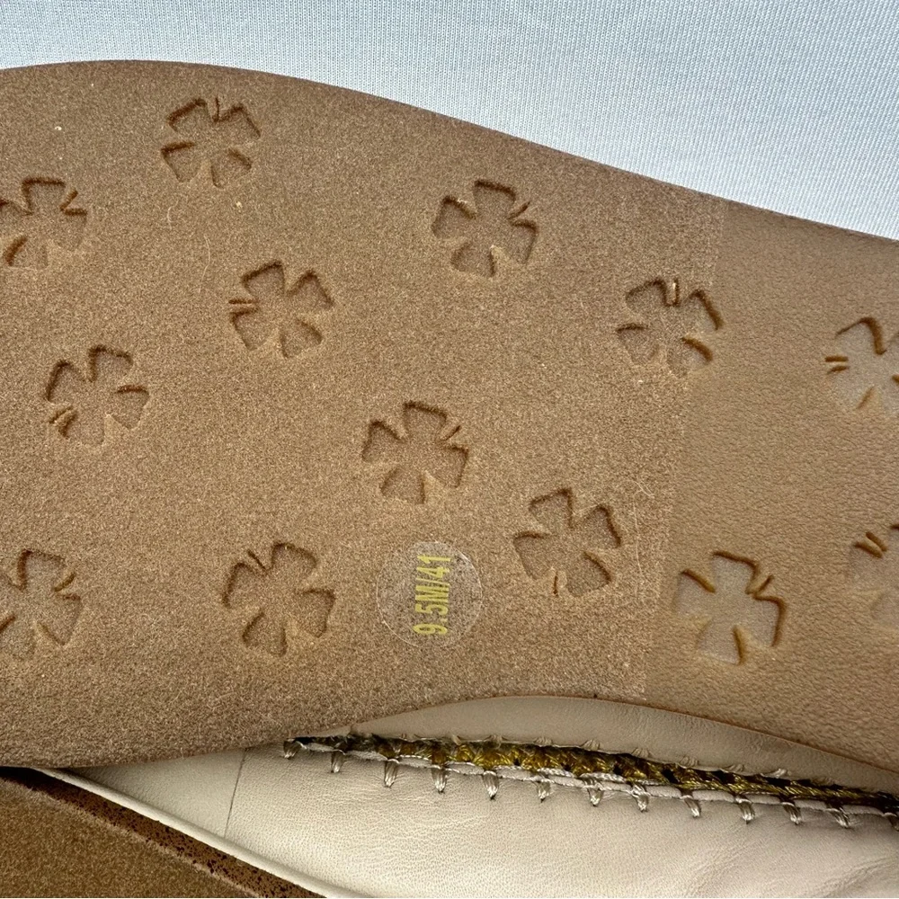 Lucky Brand Woven Ballet Flats Neutral Boho Striped Sz 9.5